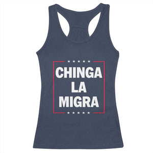 Funny Chinga La Migra Racerback Tank Top Star Stripes TS11 Navy Print Your Wear