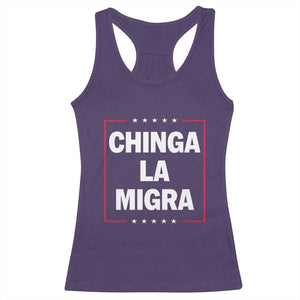 Funny Chinga La Migra Racerback Tank Top Star Stripes TS11 Purple Print Your Wear