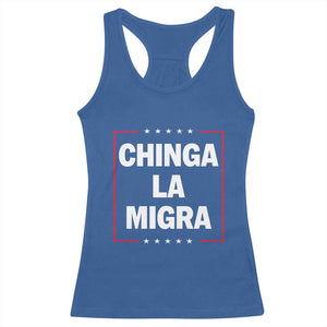 Funny Chinga La Migra Racerback Tank Top Star Stripes TS11 Royal Blue Print Your Wear