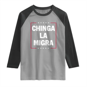 Funny Chinga La Migra Raglan Shirt Star Stripes TS11 Sport Gray Black Print Your Wear