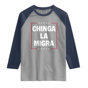 Funny Chinga La Migra Raglan Shirt Star Stripes TS11 Sport Gray Navy Print Your Wear