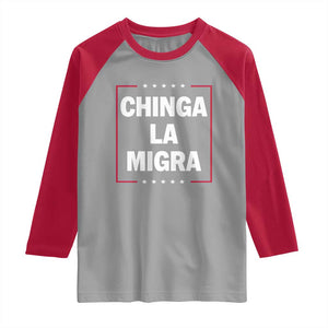 Funny Chinga La Migra Raglan Shirt Star Stripes TS11 Sport Gray Red Print Your Wear