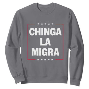 Funny Chinga La Migra Sweatshirt Star Stripes TS11 Charcoal Print Your Wear