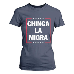 Funny Chinga La Migra T Shirt For Women Star Stripes TS11 Navy Print Your Wear
