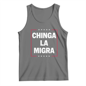 Funny Chinga La Migra Tank Top Star Stripes TS11 Black Heather Print Your Wear