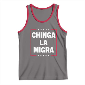 Funny Chinga La Migra Tank Top Star Stripes TS11 Deep Heather Red Print Your Wear
