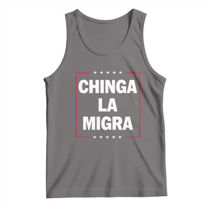 Funny Chinga La Migra Tank Top Star Stripes TS11 Deep Heather Print Your Wear