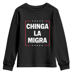 Funny Chinga La Migra Youth Sweatshirt Star Stripes TS11 Black Print Your Wear