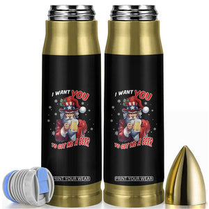 Funny Christmas Beer Bullet Tumbler I Want You To Get Me A Beer Santa Uncle Sam TS11 Black Print Your Wear