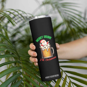 Funny Christmas Beer Skinny Tumbler Merry Drunk I'm Xmas Wasted Santa TS11 Print Your Wear