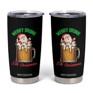 Funny Christmas Beer Tumbler Cup Merry Drunk I'm Xmas Wasted Santa TS11 Black Print Your Wear