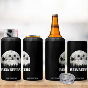 Funny Christmas Beers 4 in 1 Can Cooler Tumbler Reinbeers Santa Sleigh Moon TS11 Print Your Wear