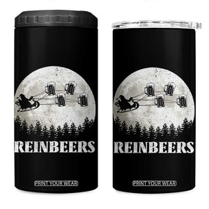 Funny Christmas Beers 4 in 1 Can Cooler Tumbler Reinbeers Santa Sleigh Moon TS11 One Size: 16 oz Black Print Your Wear