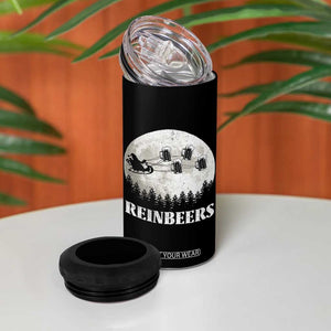 Funny Christmas Beers 4 in 1 Can Cooler Tumbler Reinbeers Santa Sleigh Moon TS11 Print Your Wear