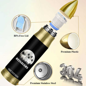Funny Christmas Beers Bullet Tumbler Reinbeers Santa Sleigh Moon TS11 Print Your Wear
