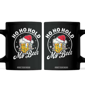 Funny Christmas Beers Coffee Mug Ho Ho Hold My Beer Vintage Mug Santa Hat TS11 Black Print Your Wear