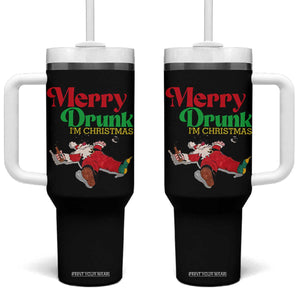 Funny Christmas Beers Tumbler With Handle Merry Drunk I'm Christmas Santa TS11 One Size: 40 oz Black Print Your Wear