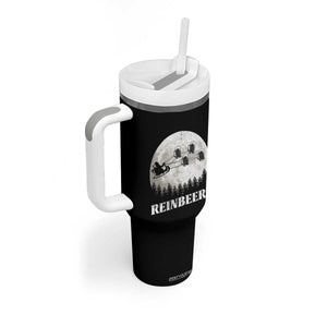Funny Christmas Beers Tumbler With Handle Reinbeers Santa Sleigh Moon TS11 Print Your Wear