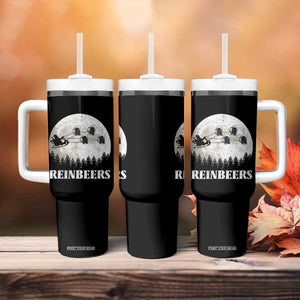 Funny Christmas Beers Tumbler With Handle Reinbeers Santa Sleigh Moon TS11 Print Your Wear