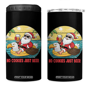 Funny Christmas In July 4 in 1 Can Cooler Tumbler No Cookies Just Beer Santa Summer Season Eagle Float TS11 One Size: 16 oz Black Print Your Wear