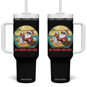 Funny Christmas In July Tumbler With Handle No Cookies Just Beer Santa Summer Season Eagle Float TS11 One Size: 40 oz Black Print Your Wear