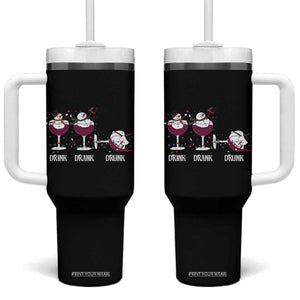 Funny Christmas Wine Tumbler With Handle Drink Drank Drunk Snowman Xmas TS11 One Size: 40 oz Black Print Your Wear