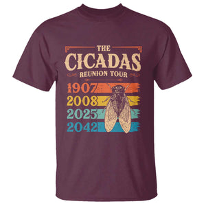 Funny Cicada Brood XIV 2025 T Shirt Periodical Cicada Tour 1907 2008 2042 TS11 Maroon Print Your Wear