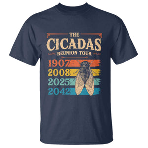 Funny Cicada Brood XIV 2025 T Shirt Periodical Cicada Tour 1907 2008 2042 TS11 Navy Print Your Wear