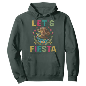 Funny Cinco De Mayo Hoodie Let's Fiesta Golden Eagle Mexico Flag TS11 Dark Forest Green Print Your Wear
