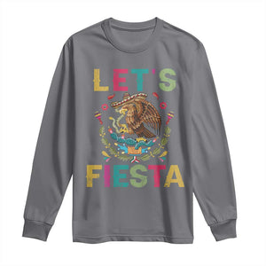 Funny Cinco De Mayo Long Sleeve Shirt Let's Fiesta Golden Eagle Mexico Flag TS11 Charcoal Print Your Wear