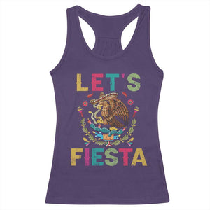 Funny Cinco De Mayo Racerback Tank Top Let's Fiesta Golden Eagle Mexico Flag TS11 Purple Print Your Wear