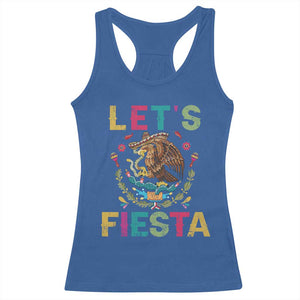 Funny Cinco De Mayo Racerback Tank Top Let's Fiesta Golden Eagle Mexico Flag TS11 Royal Blue Print Your Wear