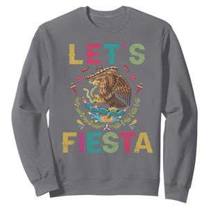 Funny Cinco De Mayo Sweatshirt Let's Fiesta Golden Eagle Mexico Flag TS11 Charcoal Print Your Wear