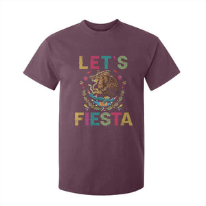 Funny Cinco De Mayo T Shirt For Kid Let's Fiesta Golden Eagle Mexico Flag TS11 Maroon Print Your Wear