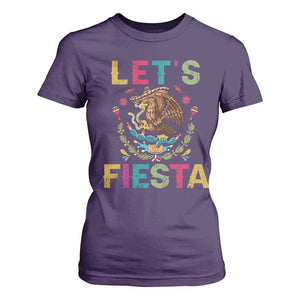 Funny Cinco De Mayo T Shirt For Women Let's Fiesta Golden Eagle Mexico Flag TS11 Purple Print Your Wear