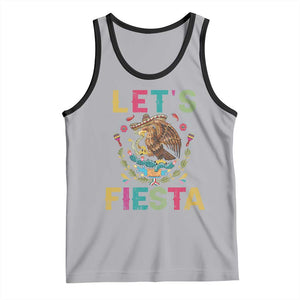 Funny Cinco De Mayo Tank Top Let's Fiesta Golden Eagle Mexico Flag TS11 Athletic Heather Black Print Your Wear