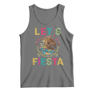 Funny Cinco De Mayo Tank Top Let's Fiesta Golden Eagle Mexico Flag TS11 Black Heather Print Your Wear