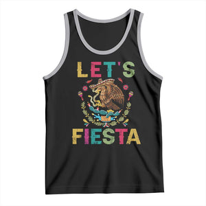 Funny Cinco De Mayo Tank Top Let's Fiesta Golden Eagle Mexico Flag TS11 Black Athletic Heather Print Your Wear