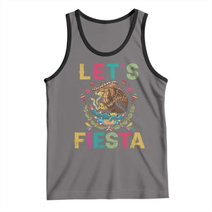 Funny Cinco De Mayo Tank Top Let's Fiesta Golden Eagle Mexico Flag TS11 Deep Heather Black Print Your Wear