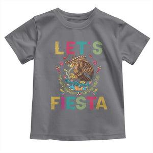 Funny Cinco De Mayo Toddler T Shirt Let's Fiesta Golden Eagle Mexico Flag TS11 Charcoal Print Your Wear