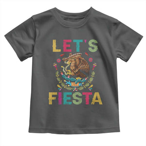 Funny Cinco De Mayo Toddler T Shirt Let's Fiesta Golden Eagle Mexico Flag TS11 Dark Heather Print Your Wear