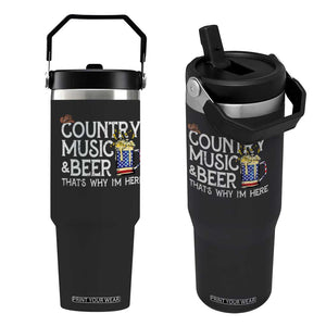 Funny Country Music And Beer Flip Straw Tumbler That's Why I'm Here TS09 One Size: 30 oz Black Print Your Wear