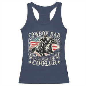 Funny Cowboy Dad Like A Regular Dad But Cooler Racerback Tank Top Western Country Dad Father's Day TS11 Navy Print Your Wear