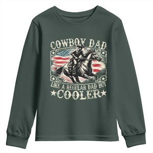Funny Cowboy Dad Like A Regular Dad But Cooler Youth Sweatshirt Western Country Dad Fathers Day TS11 Dark Forest Green Print Your Wear