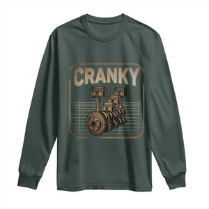 Funny Cranky Car Engine Crankshaft Cars Lover Mechanics Long Sleeve Shirt Fathers Day TS11 Dark Forest Green Print Your Wear