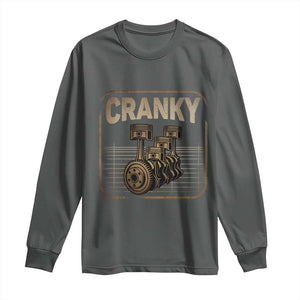 Funny Cranky Car Engine Crankshaft Cars Lover Mechanics Long Sleeve Shirt Fathers Day TS11 Dark Heather Print Your Wear