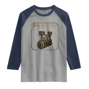 Funny Cranky Car Engine Crankshaft Cars Lover Mechanics Raglan Shirt Fathers Day TS11 Sport Gray Navy Print Your Wear