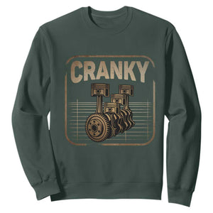 Funny Cranky Car Engine Crankshaft Cars Lover Mechanics Sweatshirt Fathers Day TS11 Dark Forest Green Print Your Wear