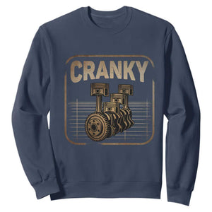 Funny Cranky Car Engine Crankshaft Cars Lover Mechanics Sweatshirt Fathers Day TS11 Navy Print Your Wear