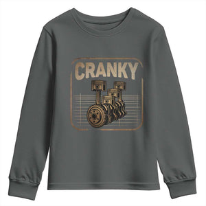 Funny Cranky Car Engine Crankshaft Cars Lover Mechanics Youth Sweatshirt Fathers Day TS11 Dark Heather Print Your Wear